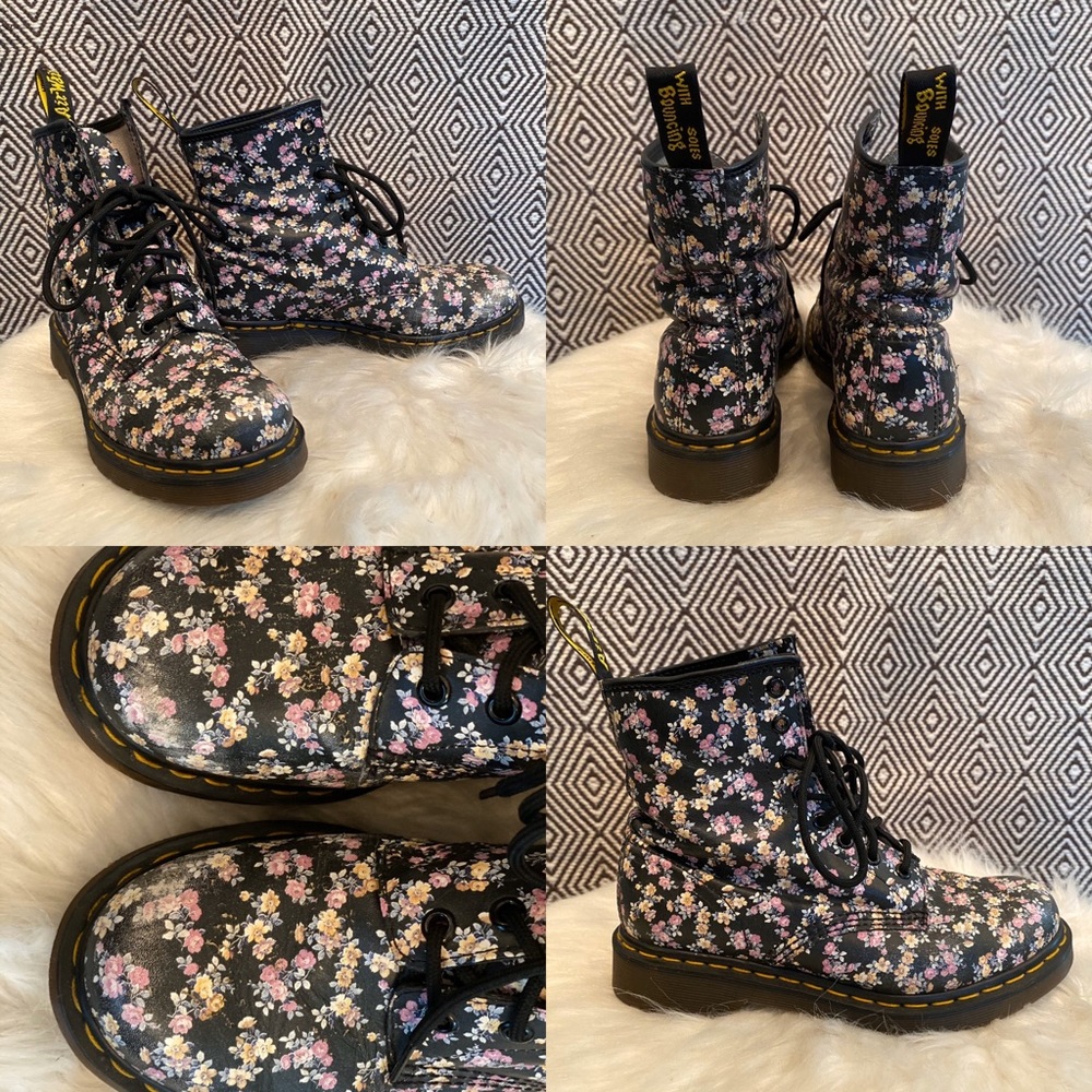 Size 7 / Floral Doc Martens / 1460 8 Eyelet boots